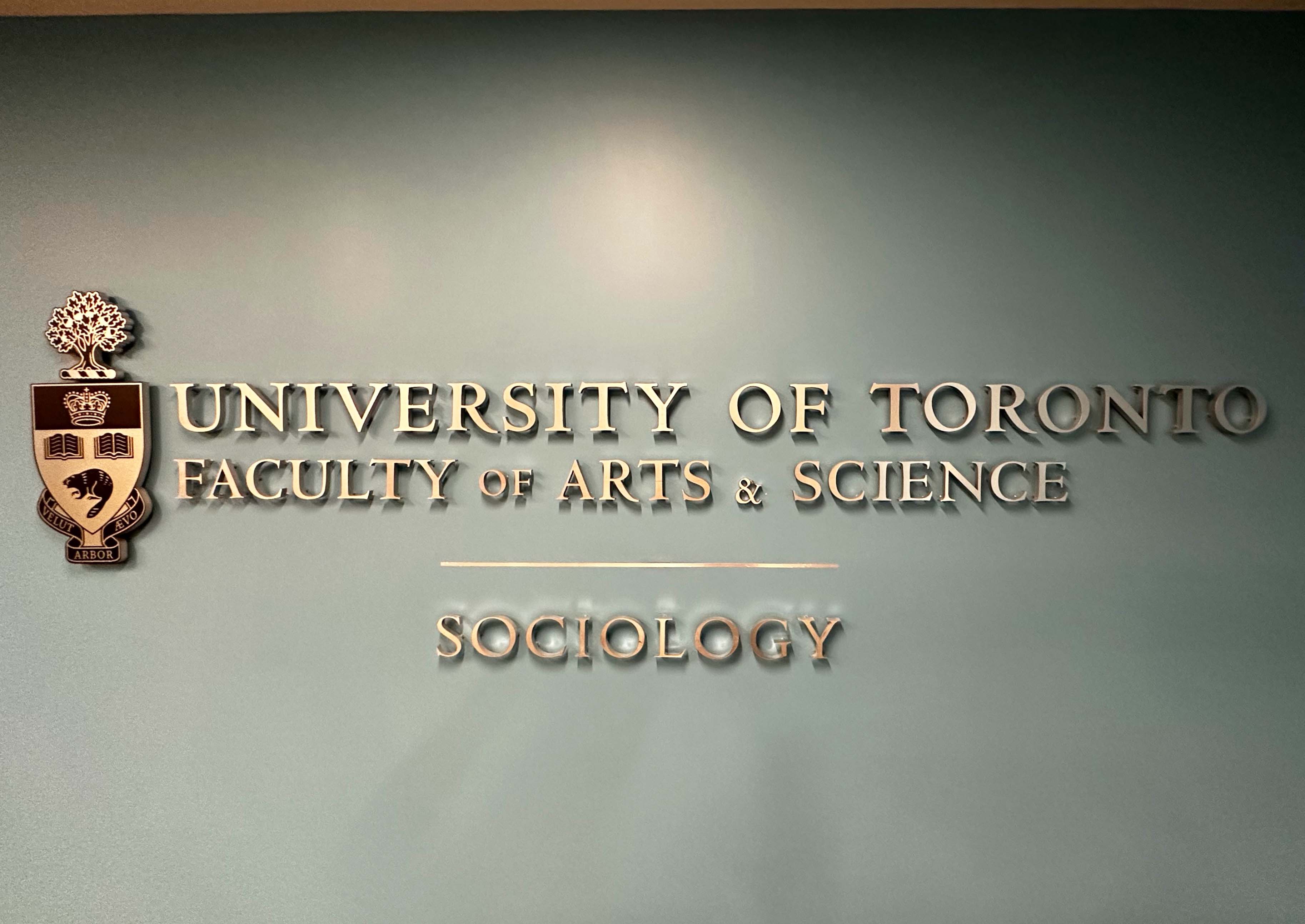 Department of Sociology sign on the wall